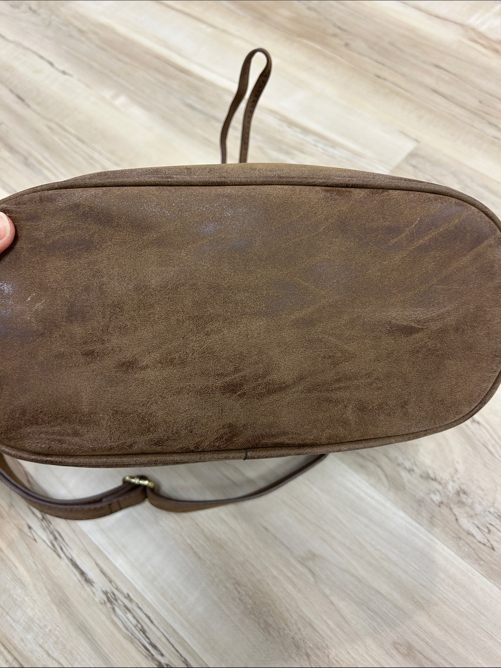 Simply Noelle Pink and Brown Drawstring Bucket Crossbody Bag image 3